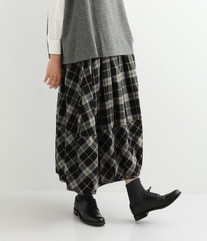 コットンビエラチェック　コクーンスカート