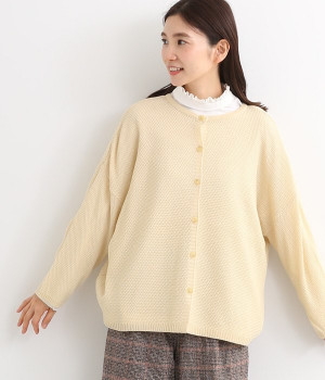 国産2WAY鹿の子編みカーディガン(アイボリー-L)