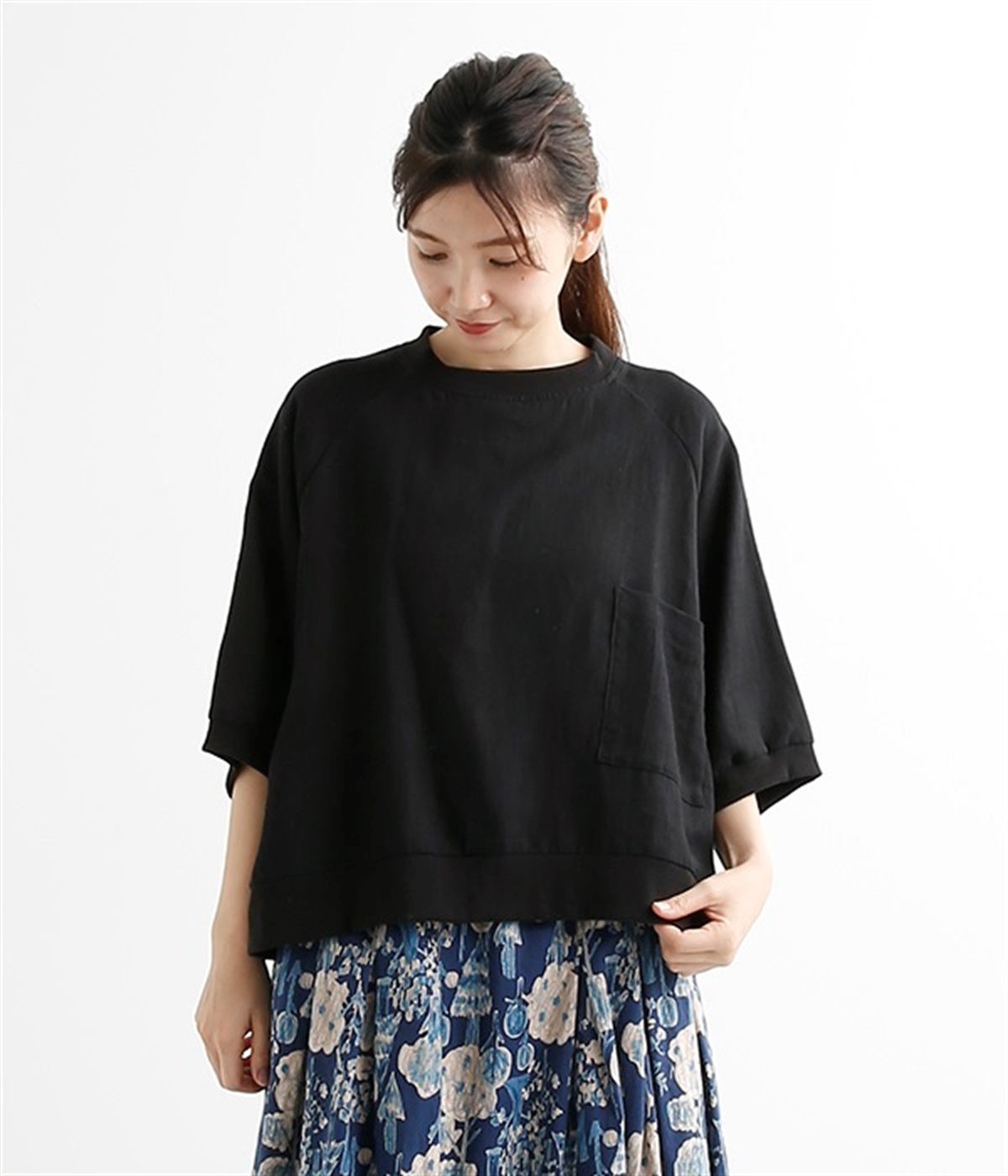 ポプリンプルオーバー(ブラック-L)