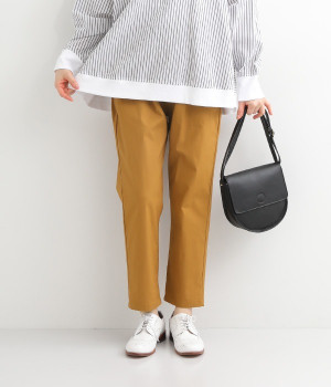 コットンポリウレタンキャンブリックテーパードパンツ(マスタード-3L)