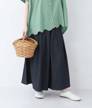 デニムタックパンツ(ネイビー-M)