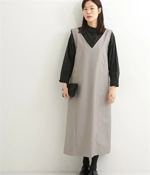 サージジャンパースカート(グレー-L)