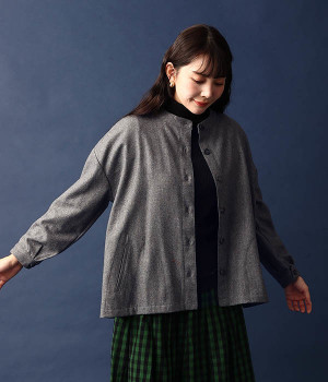 ウール混エターミンジャケット(ライトグレー-3L)