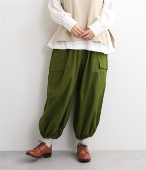 コットンツイルイージーカーゴパンツ(オリーブ-M)