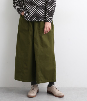 コットンツイルタックパンツ(カーキ-L)