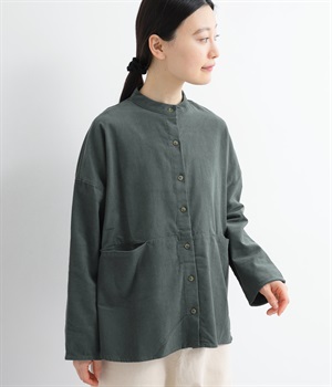 コーデュロイブラウス(ダークグリーン-L)