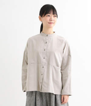 コーデュロイブラウス(ライトグレー-L)