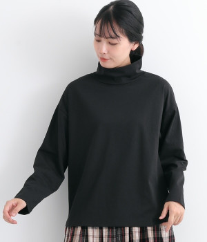 天竺ハイネックプルオーバー(ブラック-M)