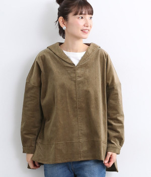 ストレッチコールセーラーカラープルオーバー(ブラウン-M)