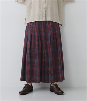 コットンオックスチェックタックパンツ