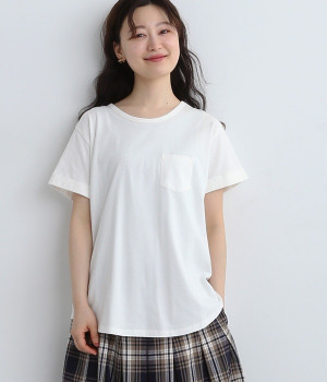 天竺 バックラウンド裾Tシャツ(アイボリー-ONESIZE)