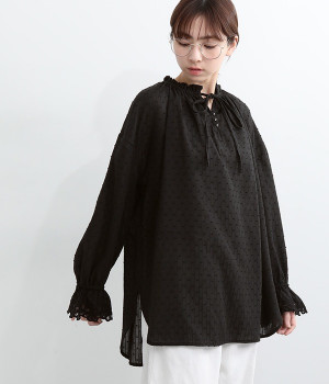 テンセルコットンカットドビー フリルギャザーシャツ