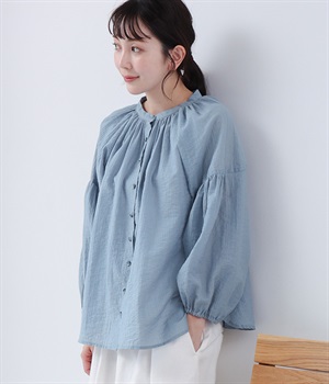 ボイルドビー　2WAYギャザーブラウス(ブルー-3L)