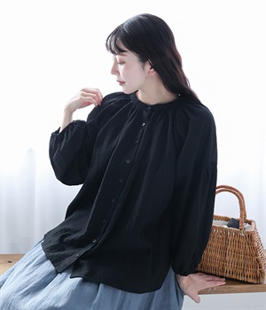 ボイルドビー　2WAYギャザーブラウス(ブラック-L)