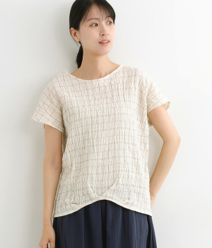 コットンガーゼ2WAYウインドウペンタックブラウス(キナリ-ONESIZE)