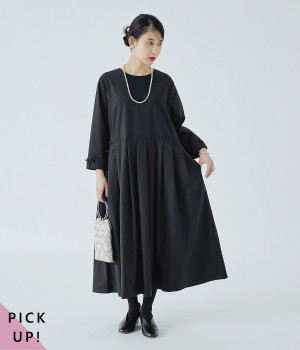 別注｜タック使いワンピース(ブラック-L)
