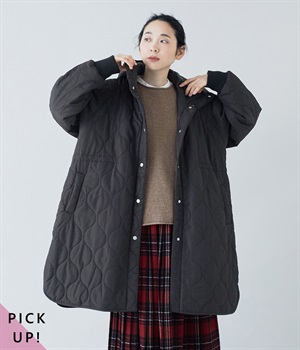 ひょうたんキルトフーディーコート(ブラック-ONESIZE)