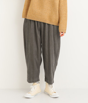 8Wコーデュロイ コクーンパンツ(チャコール-L)