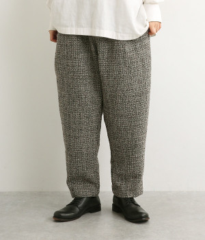 ウール混ツイードテーパードパンツ(チャコールグレー-L)