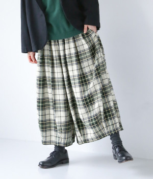 コットンビエラチェック柄バルーンパンツ(アイボリー-L)