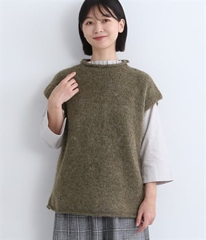 キャメルライク　モックネックニットベスト(モカ-M)
