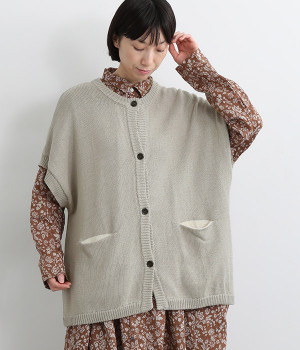 5Gポケット配色カーディガン(グレー-L)