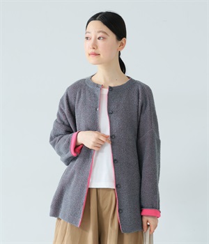 7G接結2WAYカーディガン(チャコール-L)