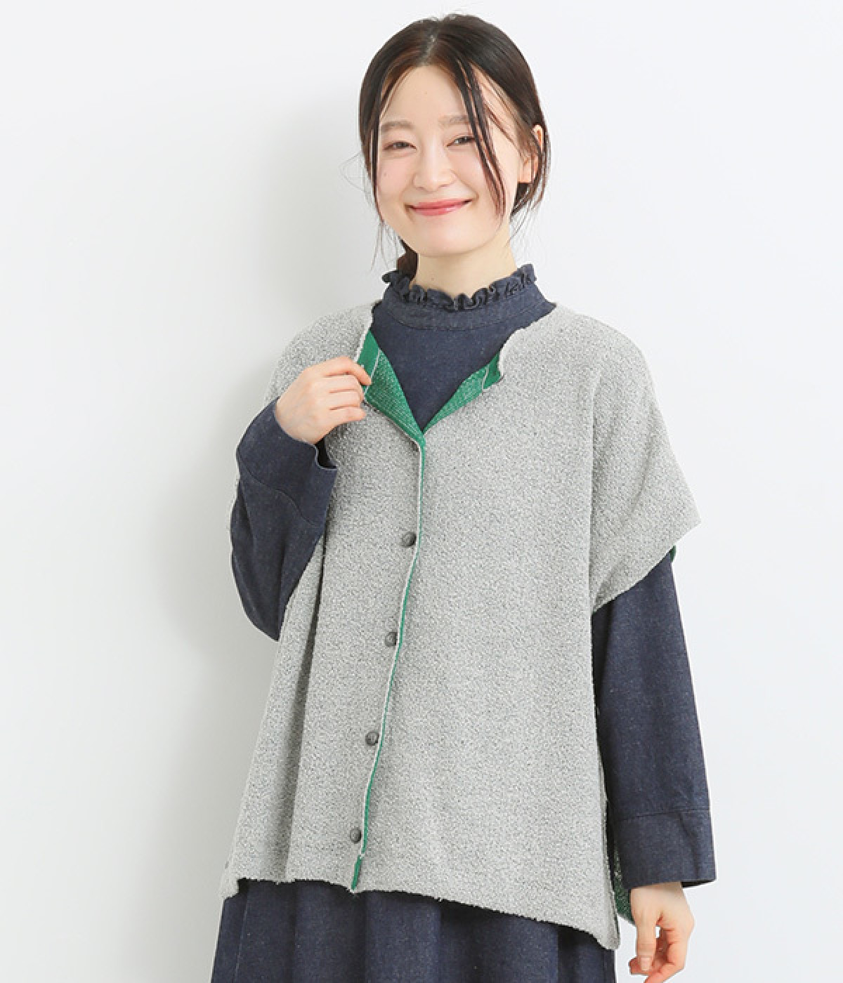 7G接結2WAYベスト(グレー-M)