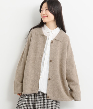 襟付きニットカーディガン(モカ-L)