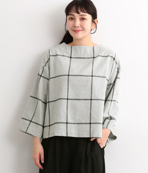 ウインドウペン起毛プルオーバー(グレー-ONESIZE)