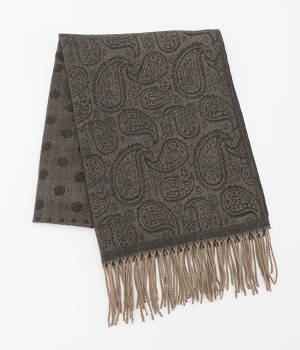 ネップ 総柄大判ストール(ブラック-ONESIZE)