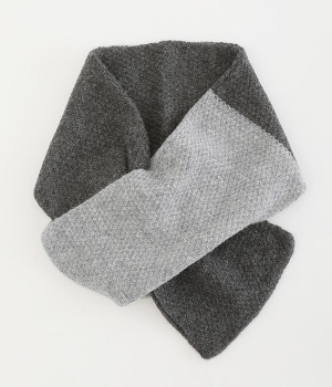 ウール バイカラーマフラー(チャコール-ONESIZE)