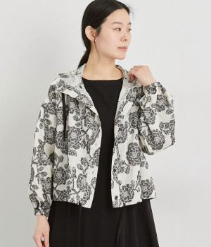 コットンジャカードフードジャケット(クロ-L)