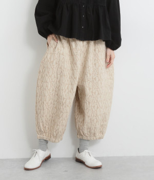 コットンリネンレーヨンジャカードバルーンパンツ(エクリュ-L)