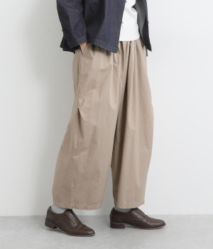 コットンハイカウントチノタックワイドパンツ(サンドベージュ-L)