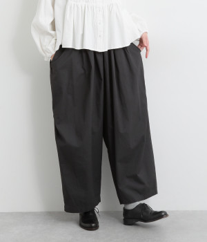 コットンハイカウントチノタックワイドパンツ(チャコールグレー-L)