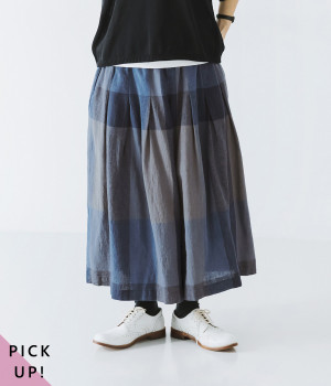 別注｜ビッグチェックワイドタックパンツ(ネイビー-L)