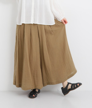 コットンWガーゼガウチョパンツ(モカ-L)