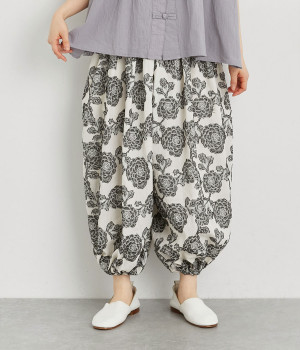 コットンジャカードバルーンパンツ(クロ-L)