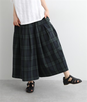 コットンタックワイドパンツ(ブラックウォッチ-L)