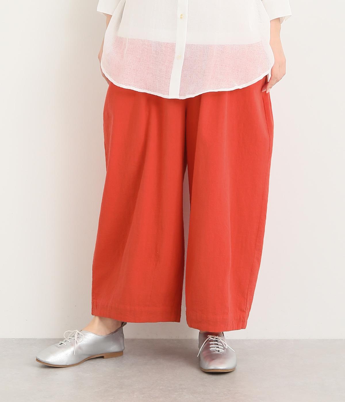コットンスラブワイドパンツ(オレンジ-M)