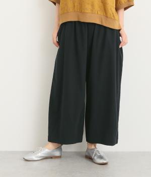 コットンスラブワイドパンツ(ブラック-L)