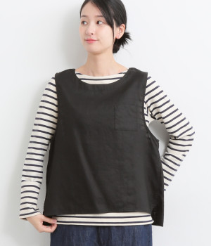 リネンオックス後ろスリットベスト