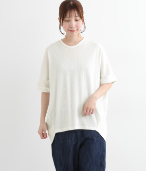 コットンワッフルカットソーTシャツ(アイボリー-ONESIZE)