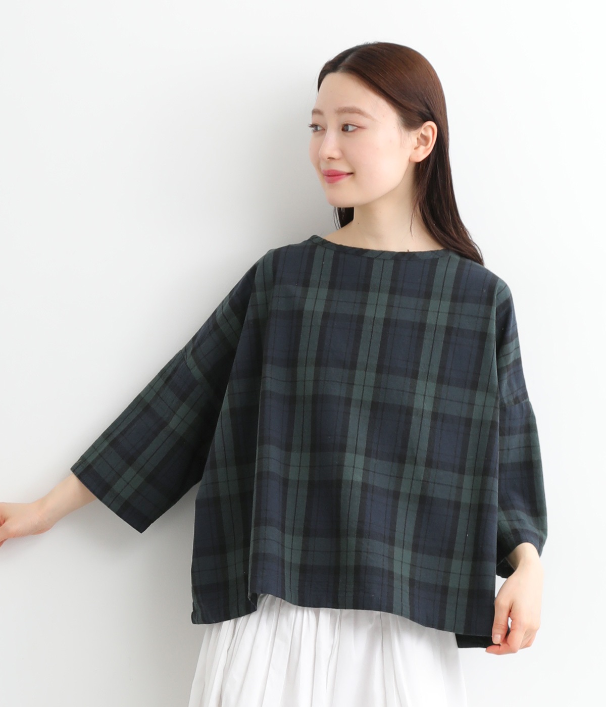 コットンワイドプルオーバー(ブラックウォッチ-M)