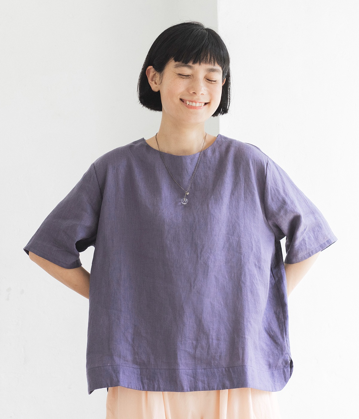 リネンTEEブラウス(なす紺-M)
