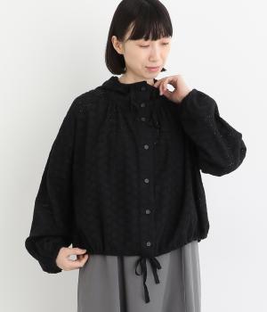コットンサークルレースフードブルゾン(クロ-L)