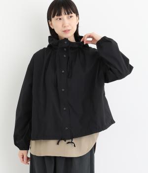 コットンダンプバイオウォッシュ加工フーディブルゾン(クロ-L)