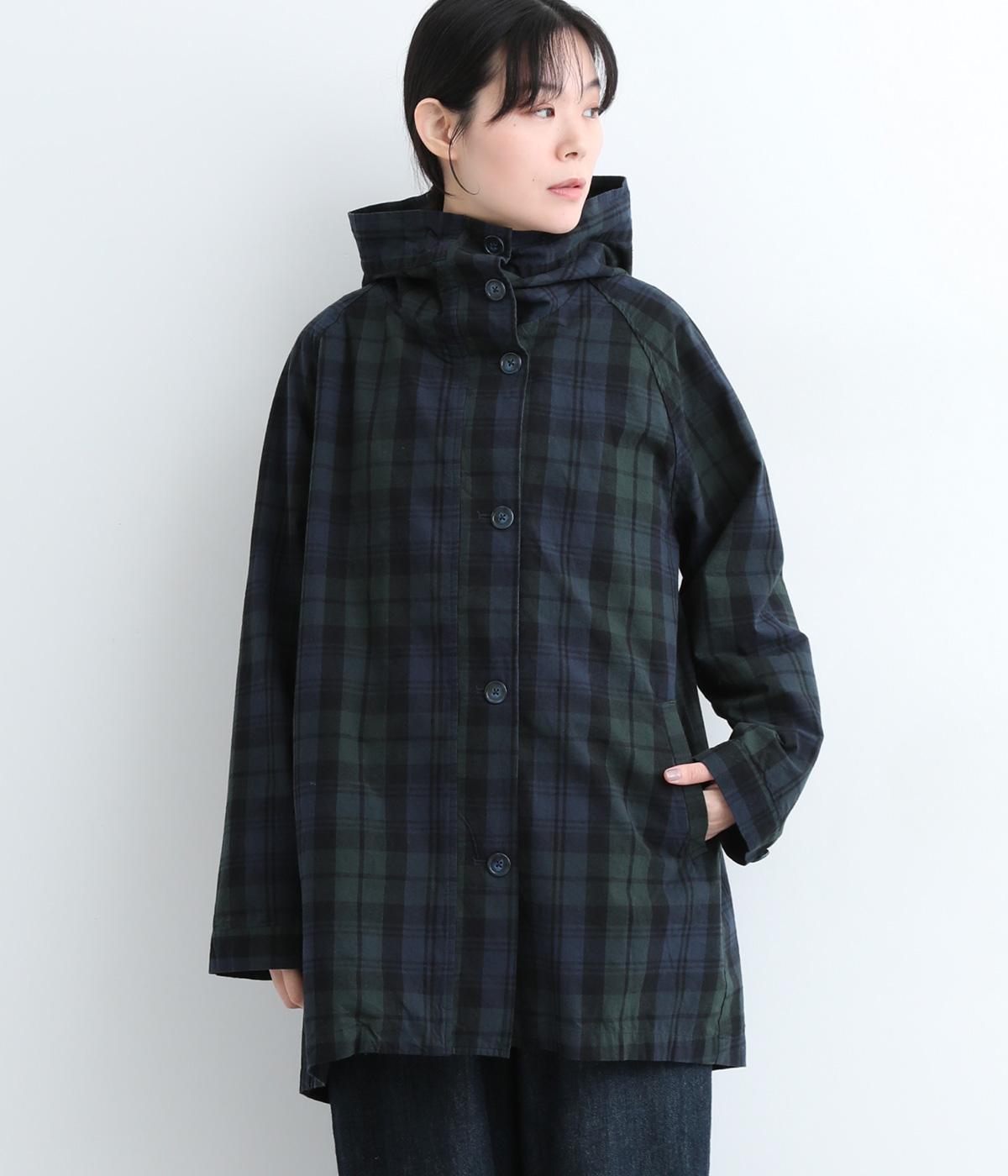 コットンブラックウォッチチェックフードジャケット(ブラックウォッチ-M)