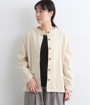 デニムノーカラージャケット(キナリ-L)